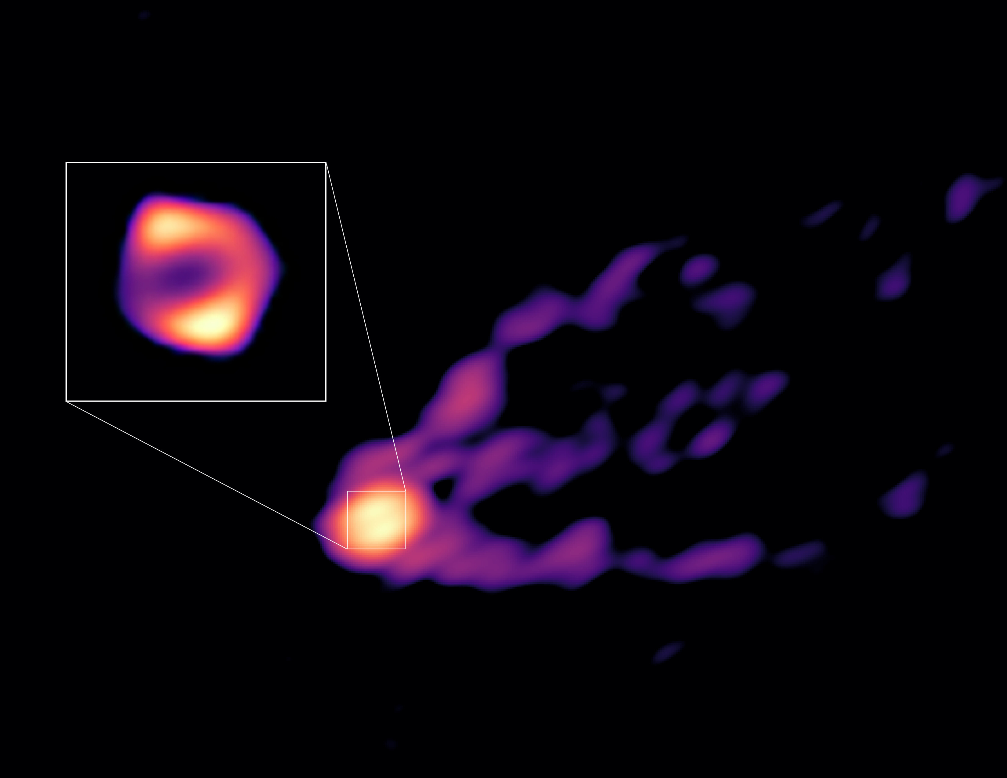 A black hole and a powerful jet streaming out from it