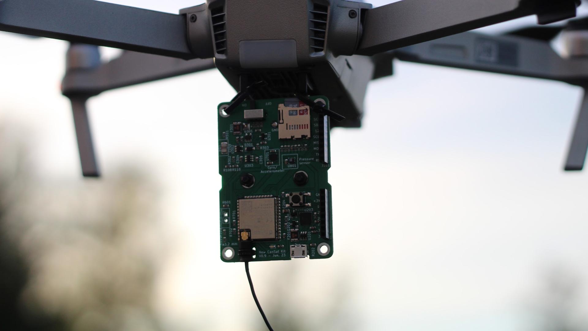 CanSat kit tested with a drone
