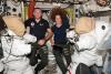 Andreas Mogensen and Loral O’Hara in the ISS airlock. (ESA/NASA)